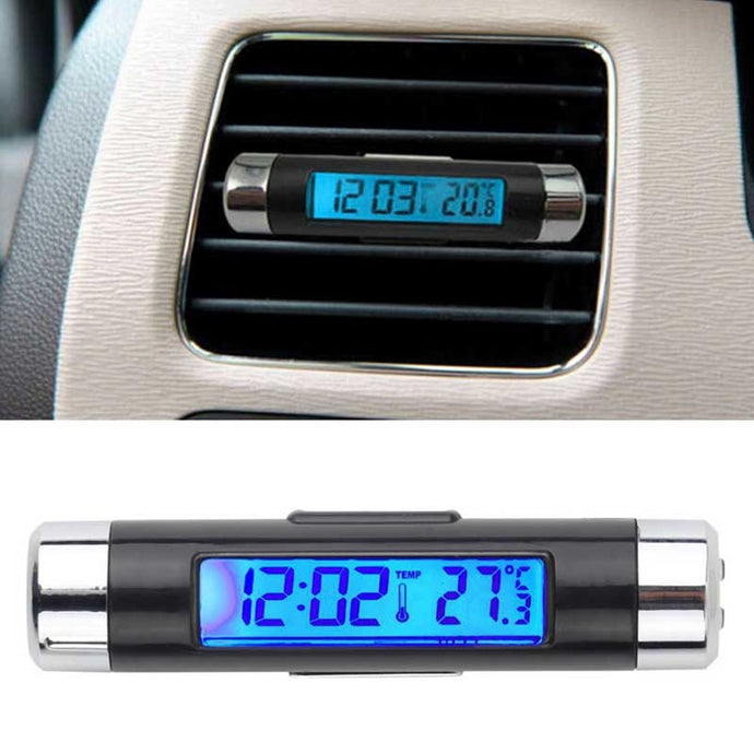 New 2 in 1 Car Auto Thermometer Clock Calendar LCD Display
