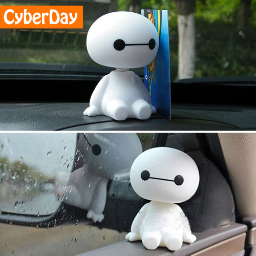 Cartoon Plastic Baymax Robot Shaking Head Figure Car Ornaments