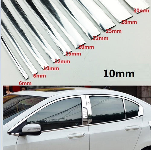 Car styling Width 10MM Chrome Trim Styling Car Sticker Molding Strip Exterior Interior Decoration  1M /2M /3M /5M /10M/15M